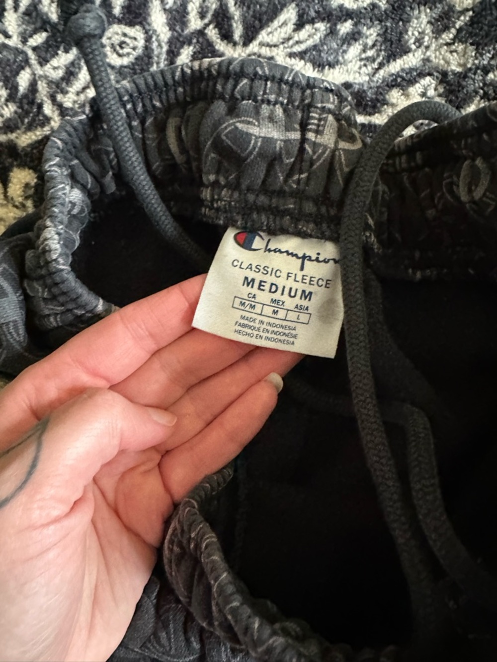 Champion Black Fleece Joggers with Subtle Logo Print - Picture 3 of 4